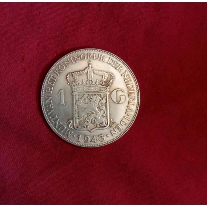 koin kuno silver perak Nederland Belanda wilhelmina 1 Gulden {REPLIKA}