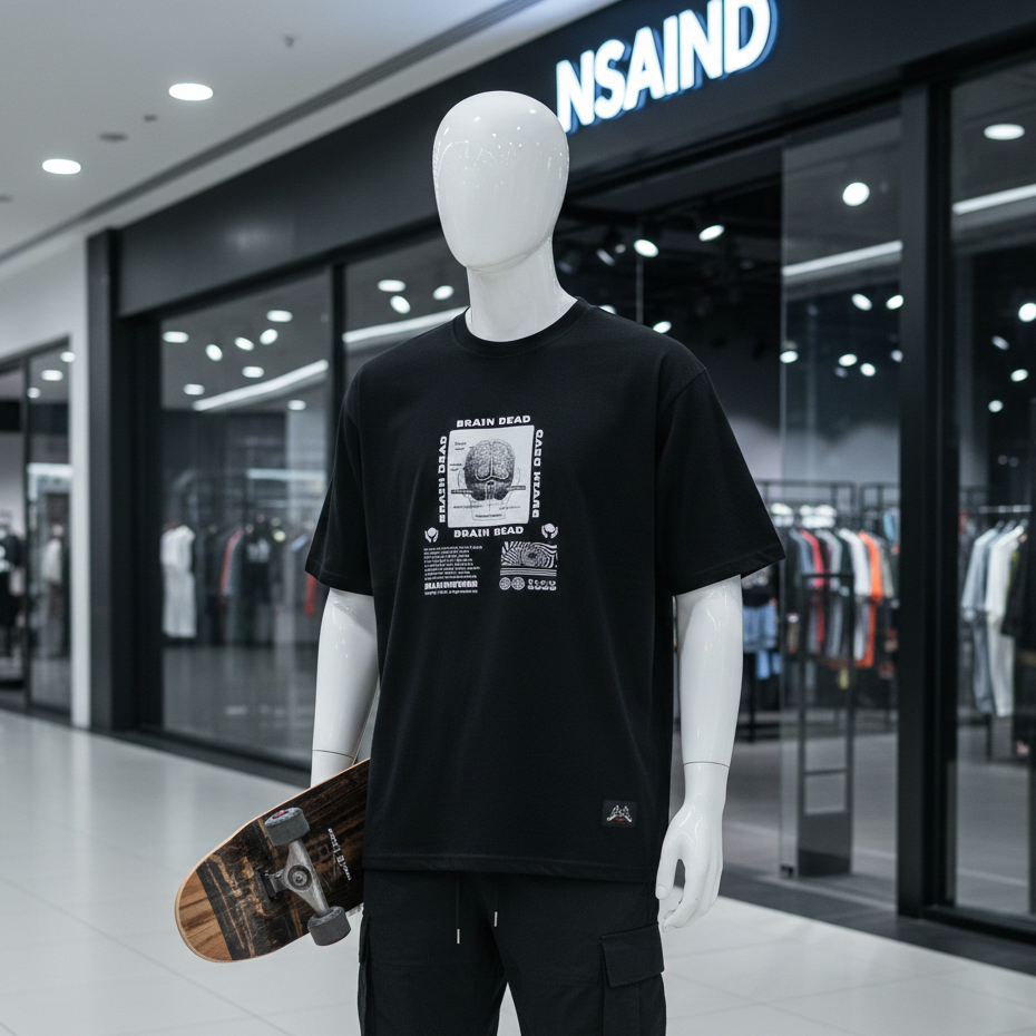 Nsa Ind  T-shirt Brain dead Black Pria Wanita