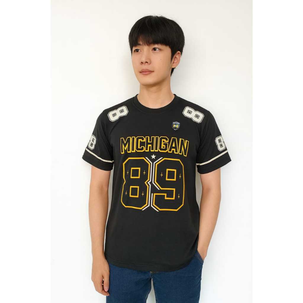 Kaos Oblong Unisex Model Jersey.Motif Angka MICHIGAN 89