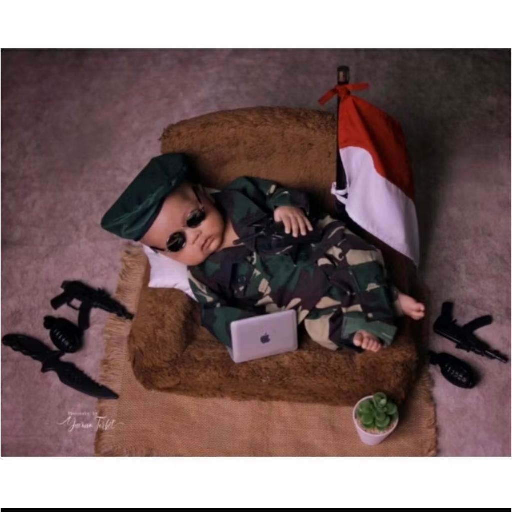 KOSTUM FOTO NEWBORN BAJU TENTARA BAJU TNI NEWBORN TANPA LOGO
