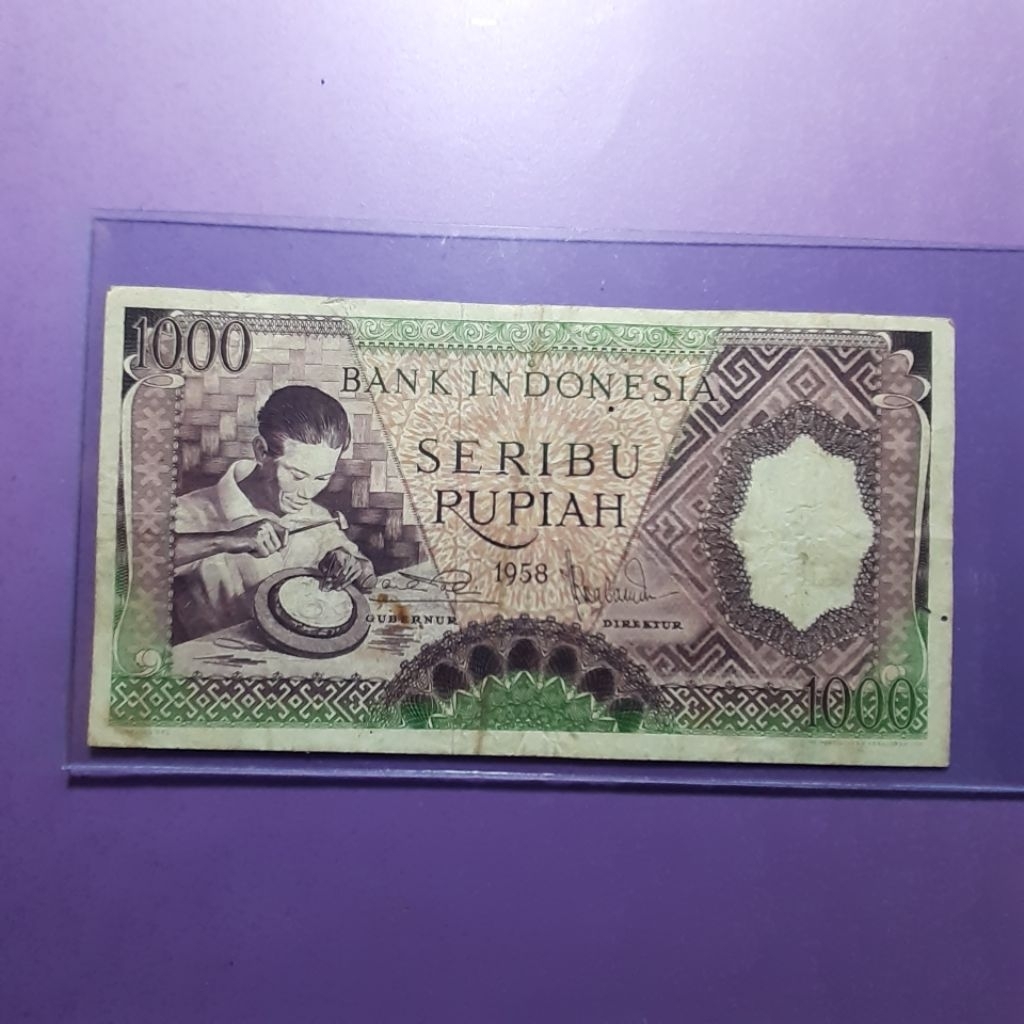 uang kuno 1000 rupiah pekerja 1958