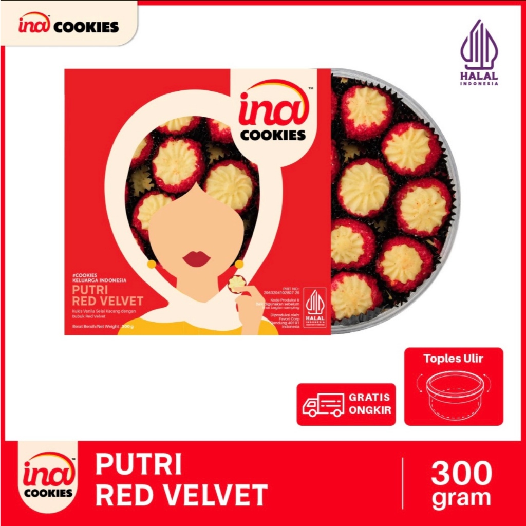 Ina Cookies Kue Kering Premium Putri Red Velvet Toples Reguler