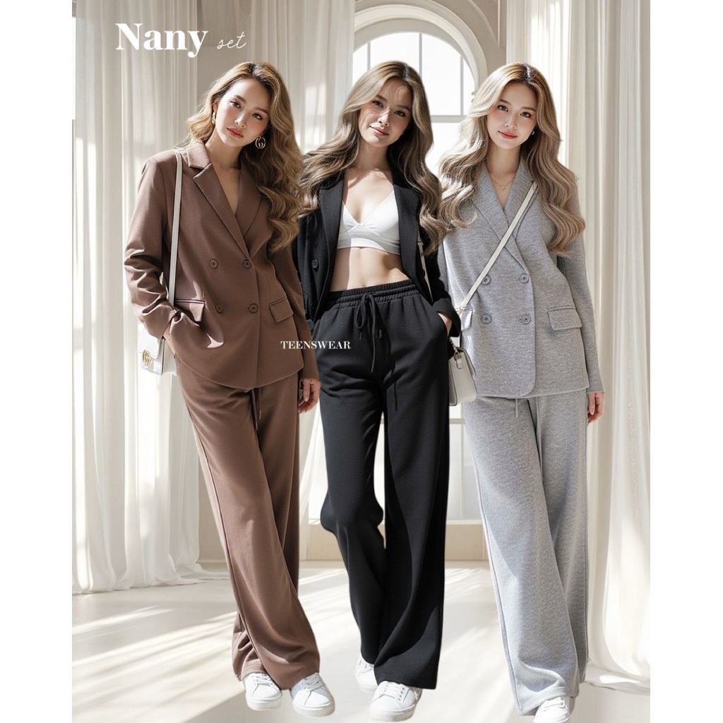 Nany Set - Cotton Candy Premium Thick Blazer Pants Set Import Bangkok