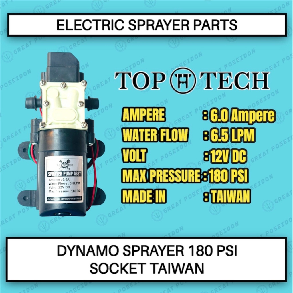 Pompa DC 180PSI TOPTECH sprayer elektrik aki baterai dinamo tangki semprot hama HIU CBA DGW SWAN