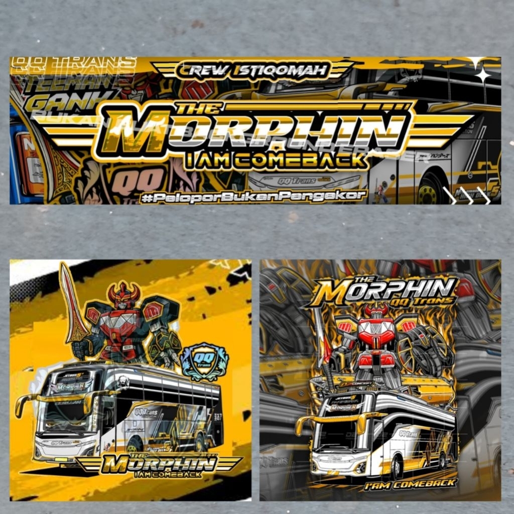 Stiker bus MORPHIN QQ Trans isi 3 stiker bus bis QQ Trans MORPHIN
