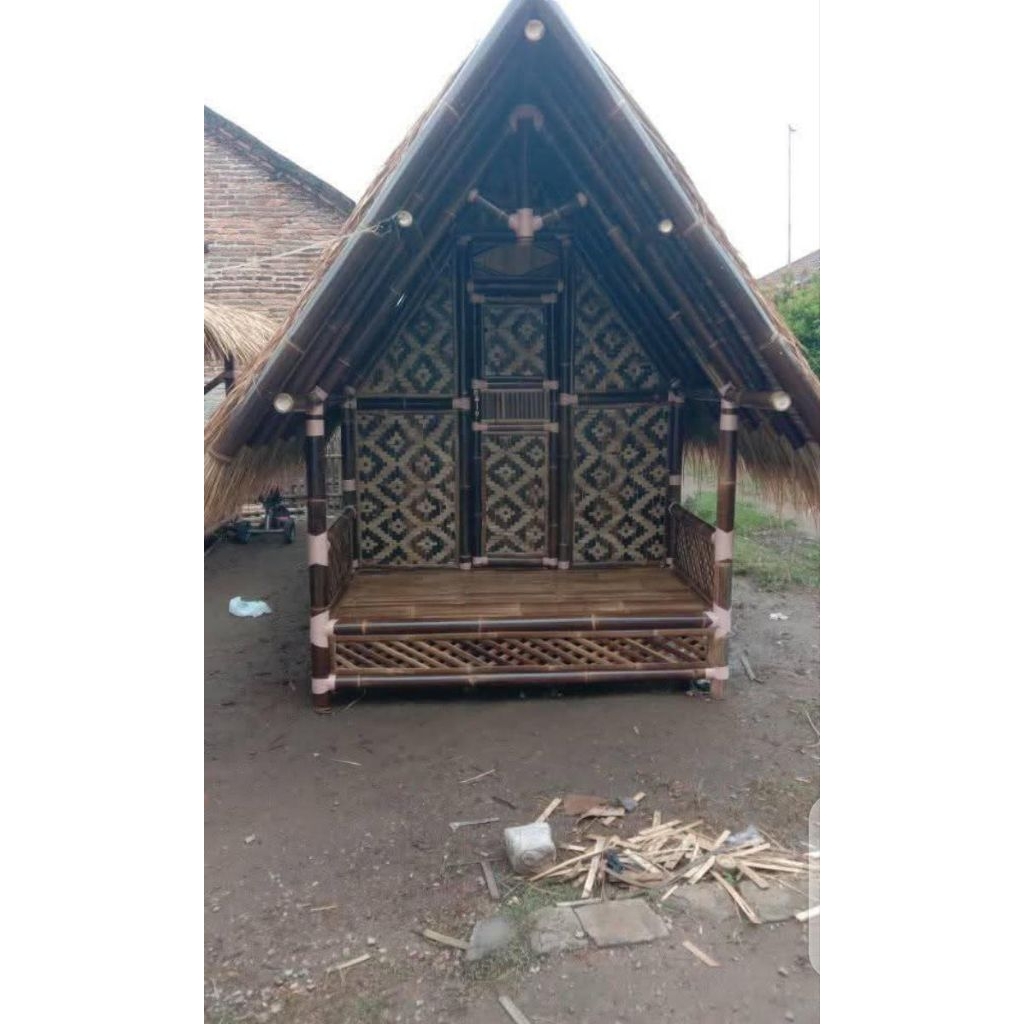 saung bambu gazebo minimalis murah atap injuk dan baja