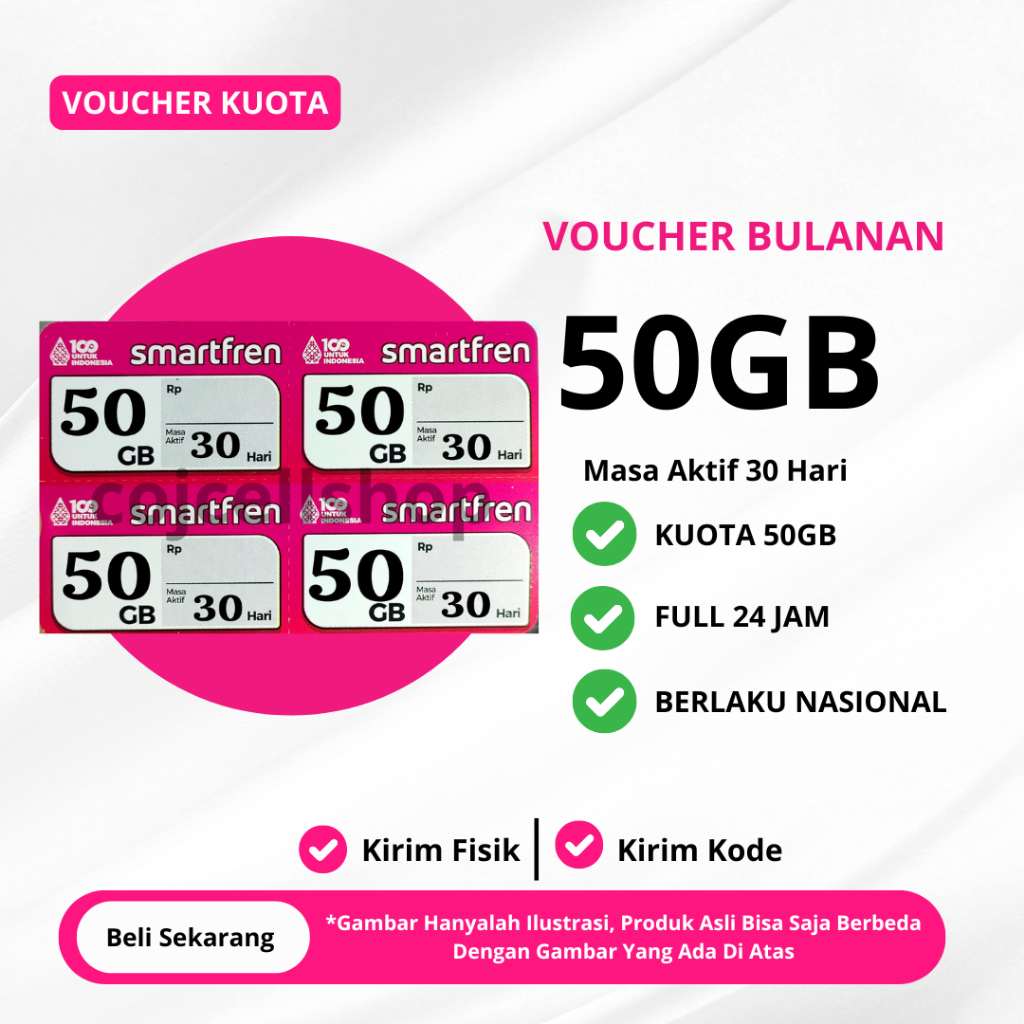 Voucher Kuota Data Smartfren 50GB Masa Aktif 30 Hari