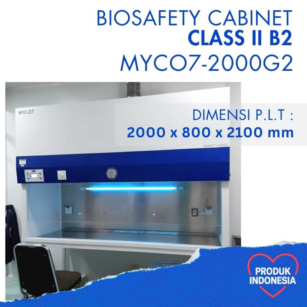 BIOSAFETY CABINET BSC CLASS II B2 MYCO7-2000G2 2M 100% Exhaust Sitostatika Kemoterapi HEPA H14