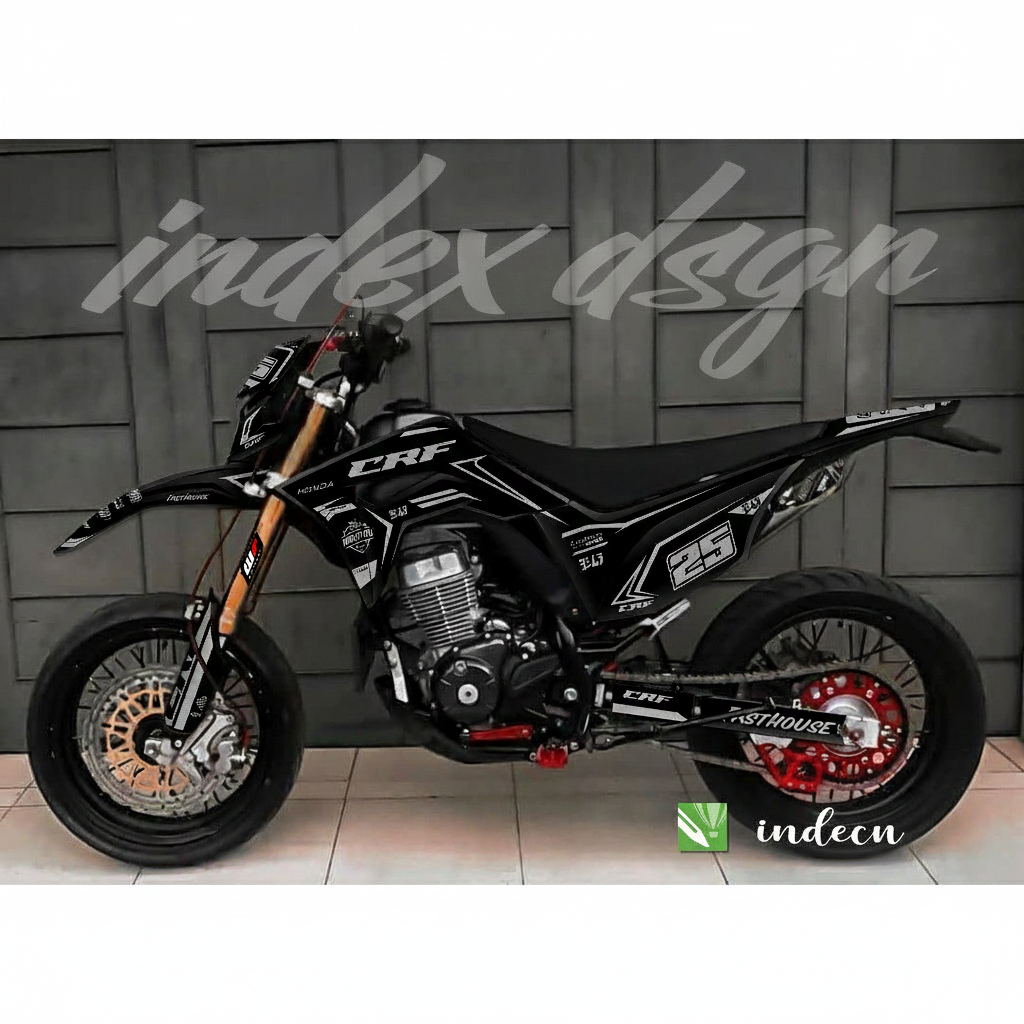 decal silver abu hitam stiker crf 150L full body desain custom free request  bagus keren terjangkau