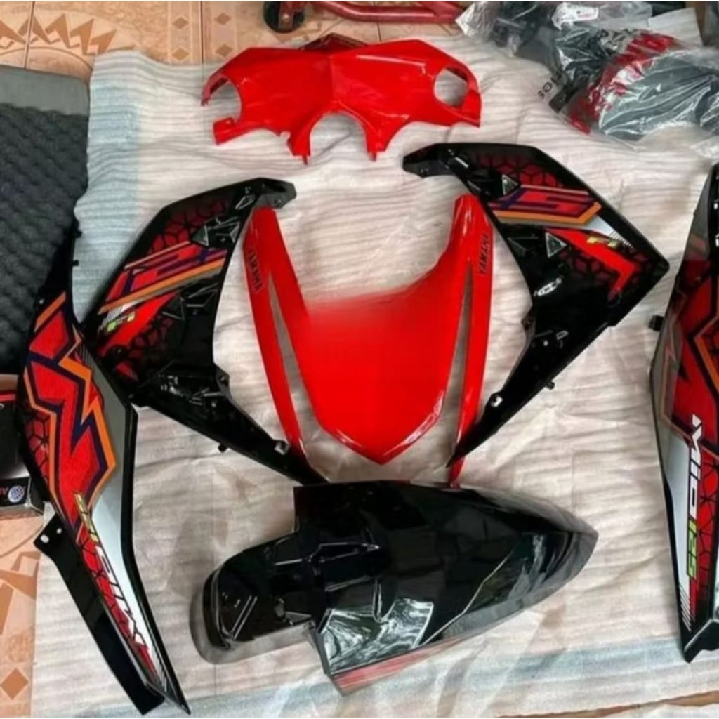 Paket Hemat Bodyset Set Body Halus Yamaha Mio M3 M-Tri 2014 - 2019 Merah Hitam Glossy Set Stripping 
