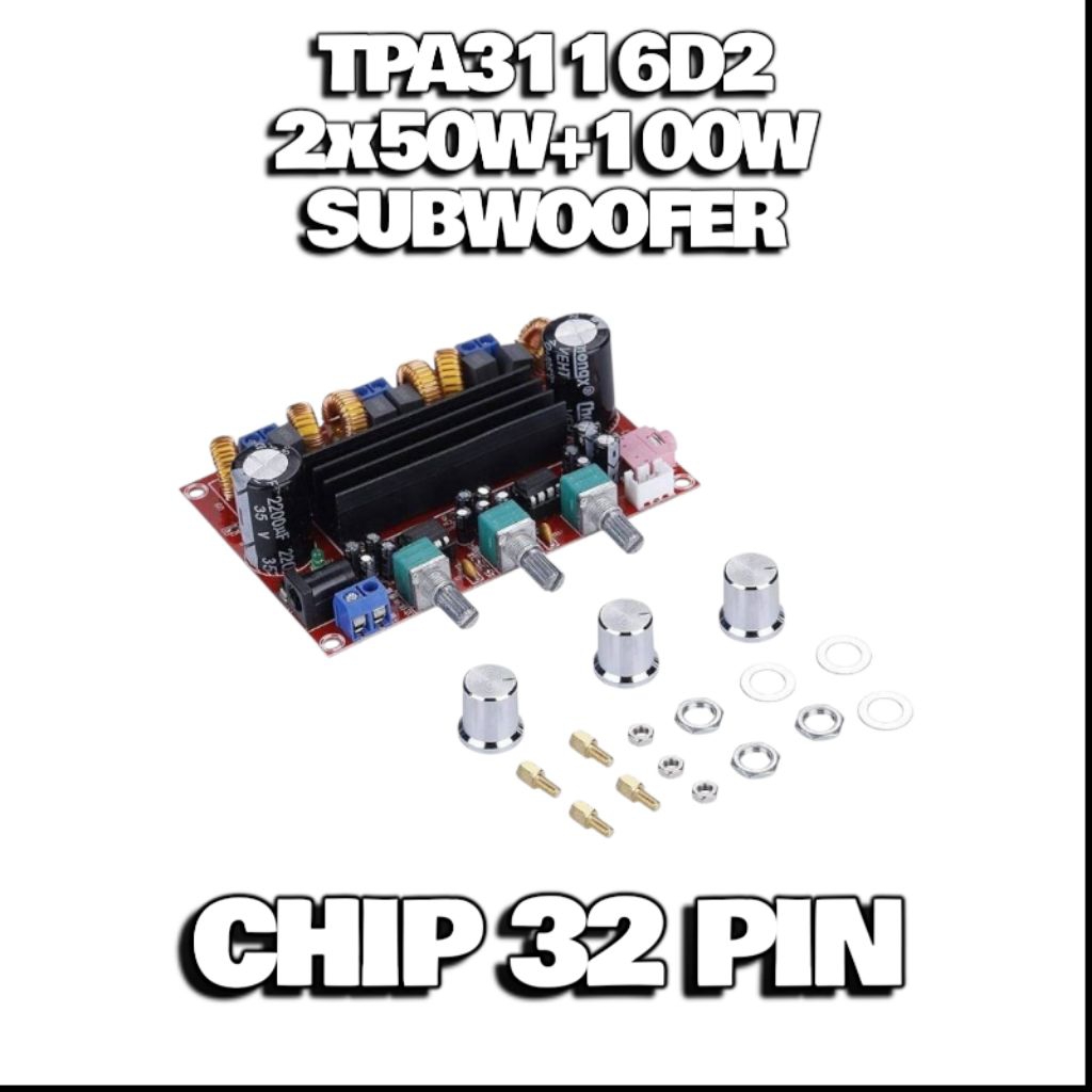 Power Amplifier Digital Kit TPA3116D2 2x50W+1x100W 2.1 Stereo Subwoofer Class D HW-302C