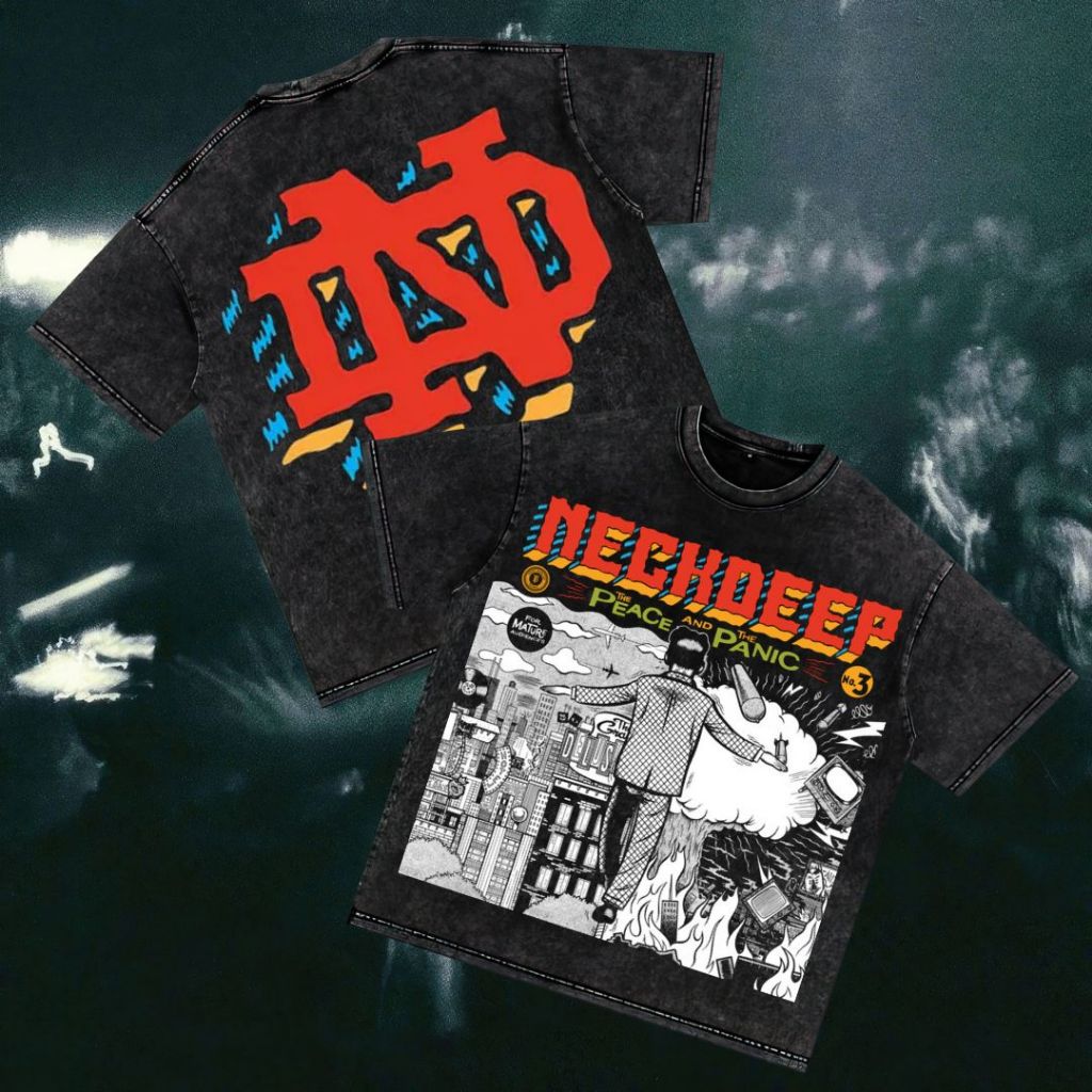 Glatosphere "Neckdeep" Oversized T-Shirt | Stone Wash | Kaos Oversize | Vintage | Atasan | Kaos Band