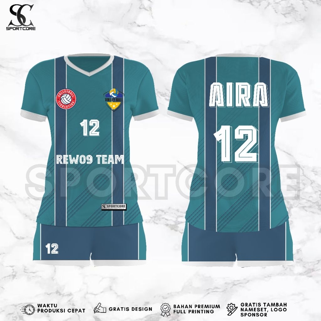 Jersey Voli Cewek Fullprinting Custom Nameset