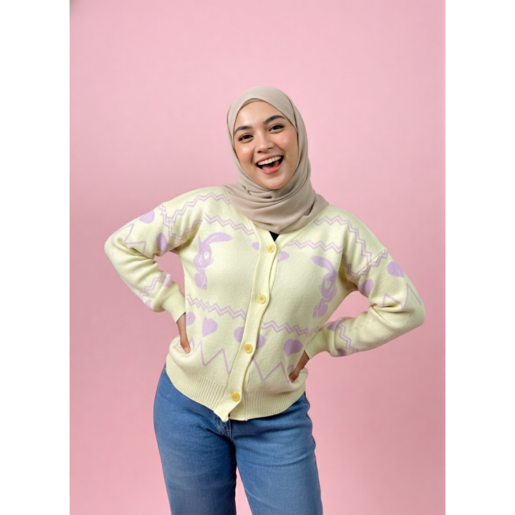 Bunny Cardigan - Cardigan Rajut Knitwear Wanita Cardigan korea Cardigan motif