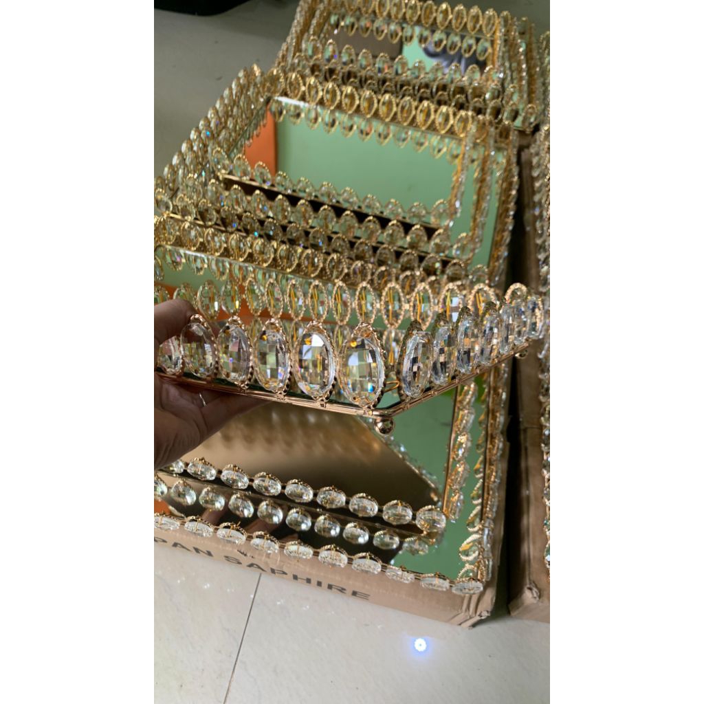 BOX HANTARAN TRAY SHAFIR+TUTUP AKRILIK+PACKING KAYU