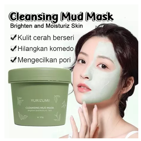 YURIZUMI MUD MASK HIJAU BPOM | green tea cooling cleansing mud mask 120gram MASKER WAJAH VIRAL