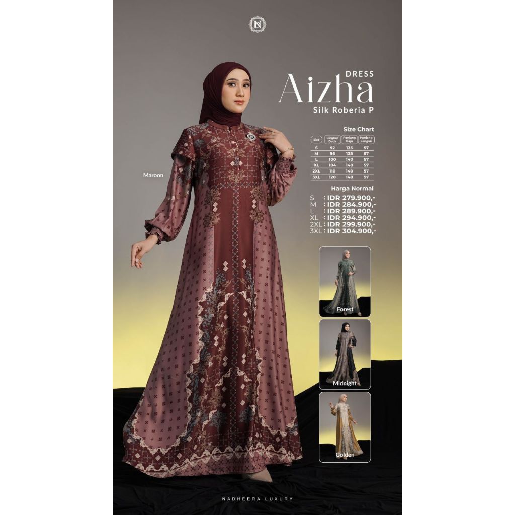 AIZHA SERIES DRESS & MIDI DRESS NADHEERA LUXURY BUSANA MUSLIM WANITA