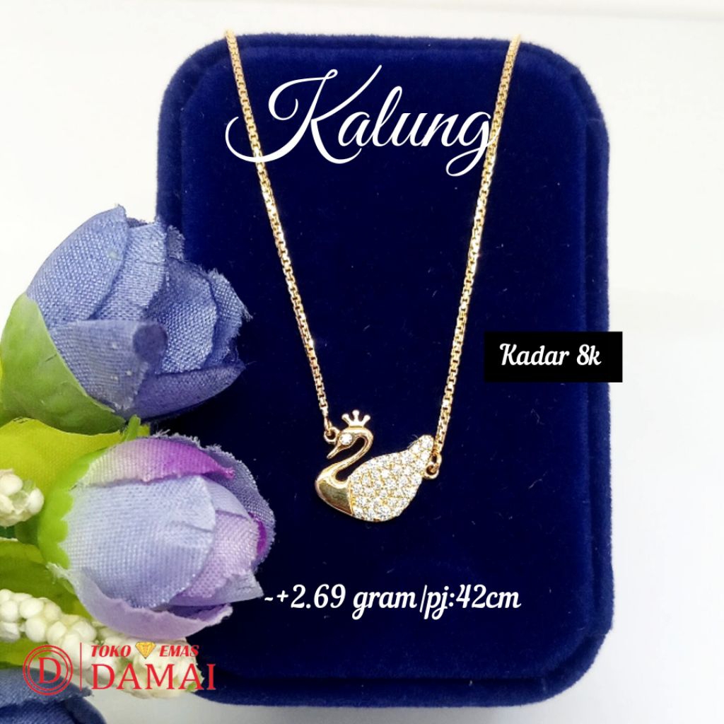 Kalung emas model angsa full mata putih lengkap 8k ||-+2.69gram