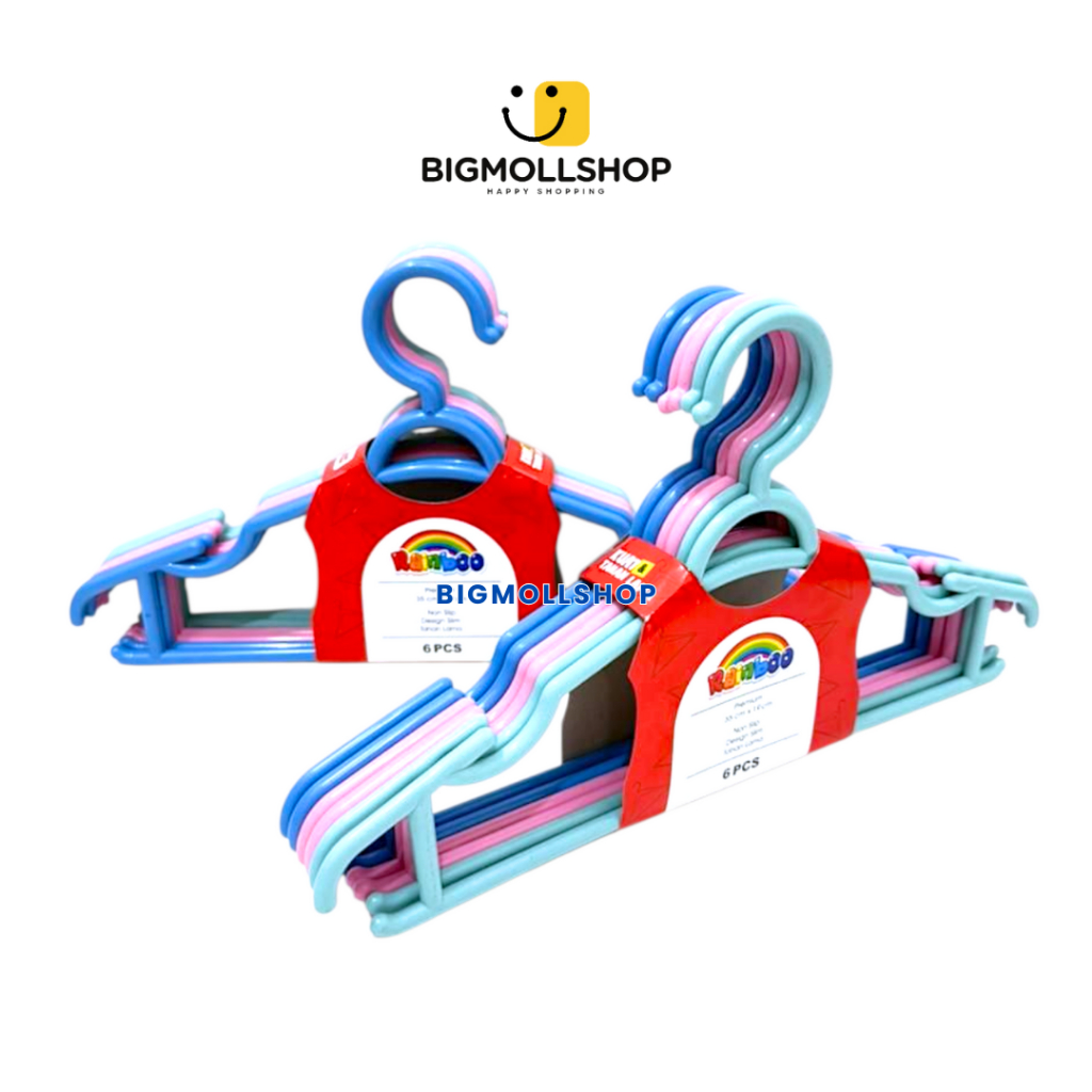 (BMS) 1 Lusin (12Pcs) Hanger Dewasa Plastik Tebal Rainbo Premium