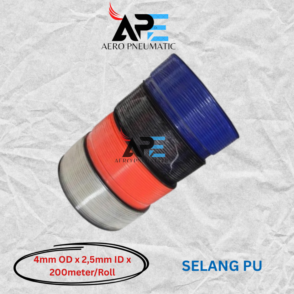 SELANG PU / TUBE POLYUREHANE 4mm X 2.5mm X 200mtr/ROLL / PU 4X2.5 ROLL