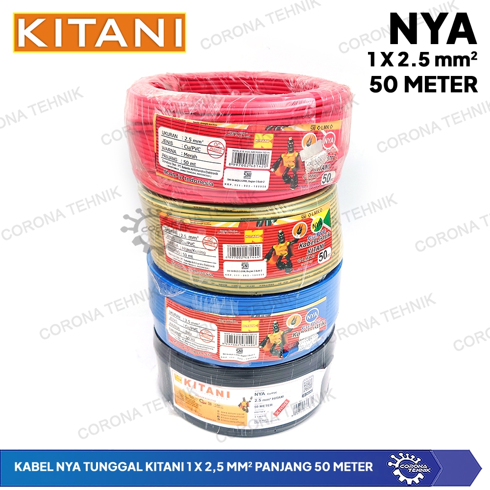Panjang 50 Meter Kabel NYA Tunggal Kitani 1 x 2,5 mm