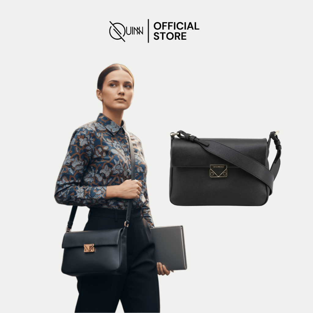 Emporio Armani Leather Crossbody Bag Womens Black / Tas Selempang Wanita