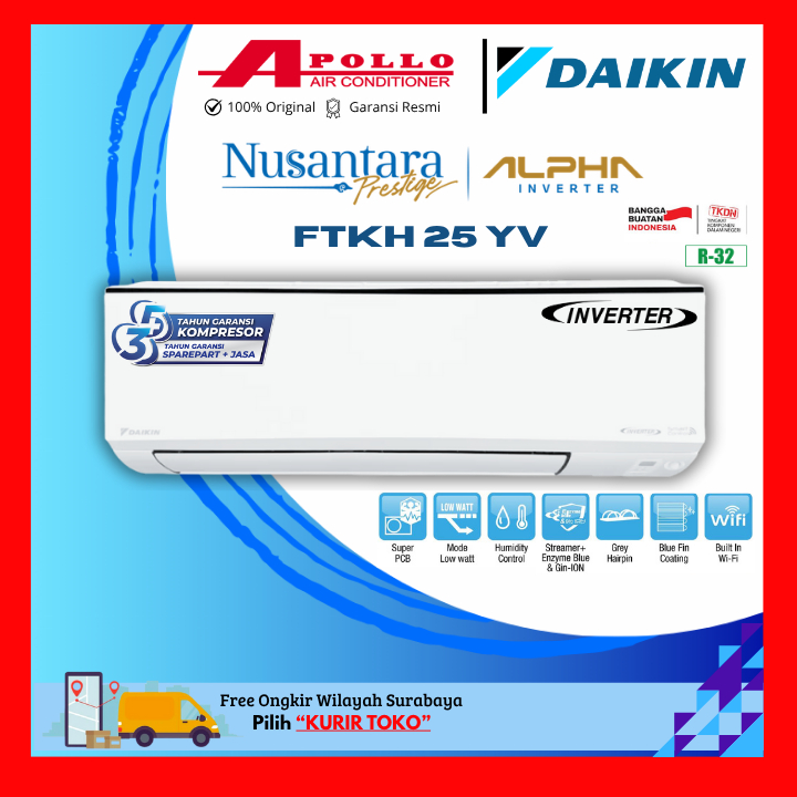 AC DAIKIN NUSANTARA PRESTIGE 1 PK FTKH 25 YV ALPHA INVERTER
