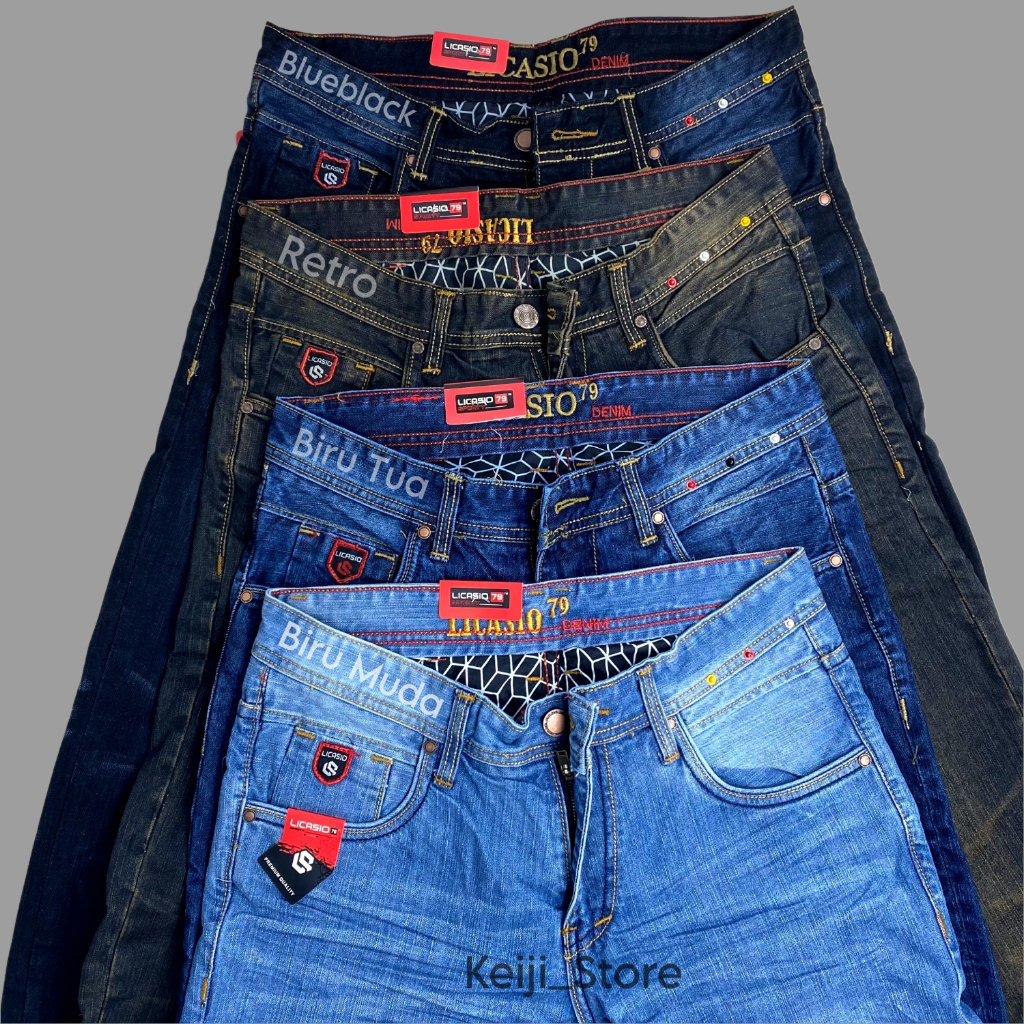 Celana Jeans Panjang Pria Licasio79 Original/Celana Jeans Standar Pria Warna Dark Blue/Celana Jeans 