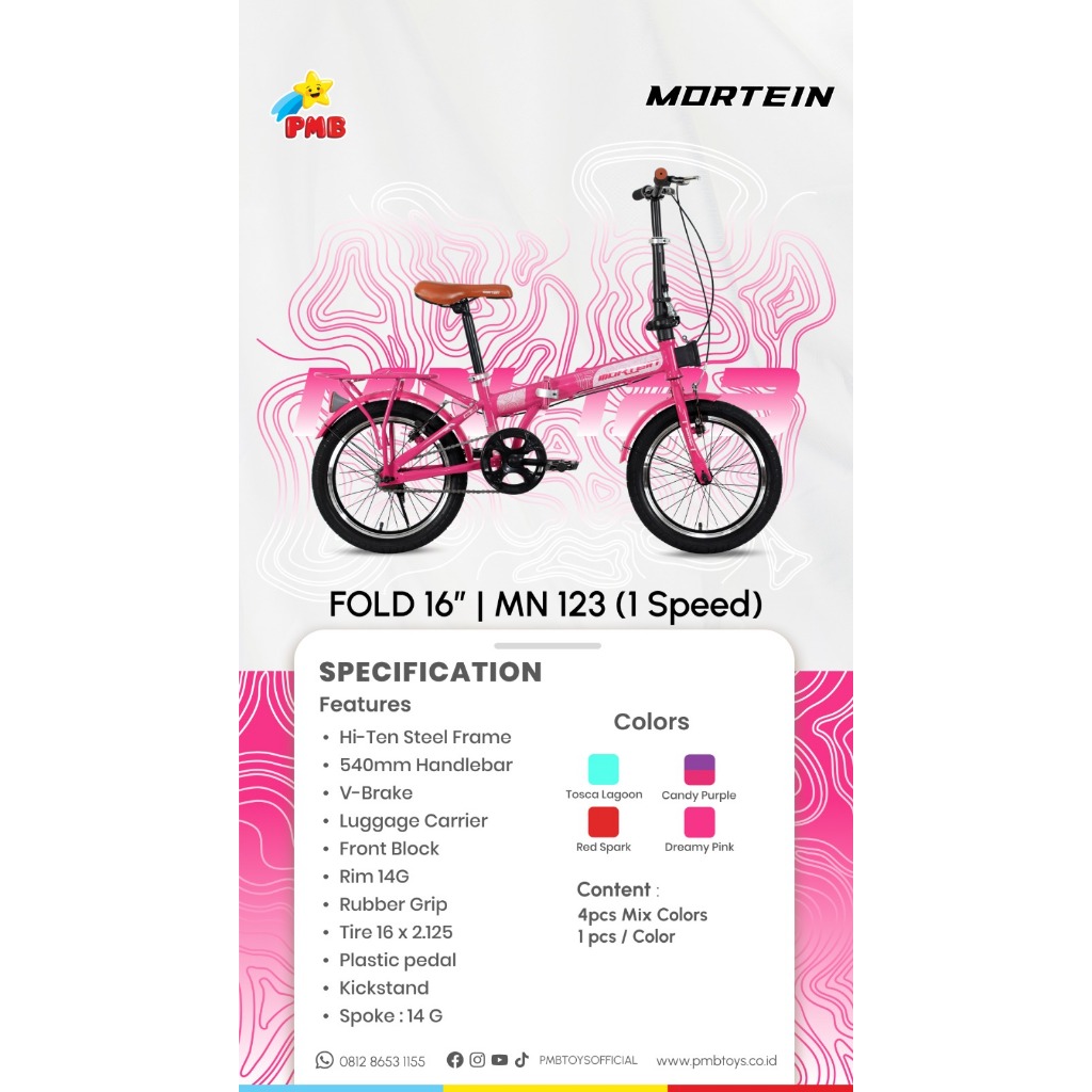 Sepeda Lipat 20 Evergreen PMB Mortein Single Speed