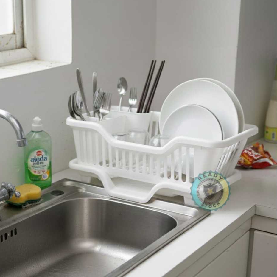 Rak Cuci Piring Westafel Rak Pengering Piring Plastik Minimalis Keranjang Piring Dengan Tirisan Air 
