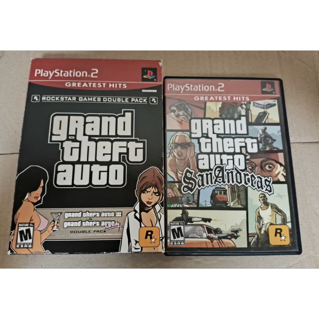 Kaset CD PS2 Playstation 2 Grand Theft Auto GTA Double Pack (GTA III & GTA Vice City) & GTA San Andr