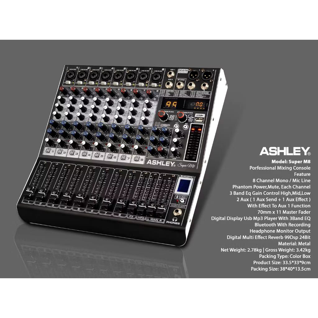 Mixer ASHLEY 8 Channel Super M 8 - Mixer Audio Ashley Super m 8 Original ASHLEY Garansi Resmi