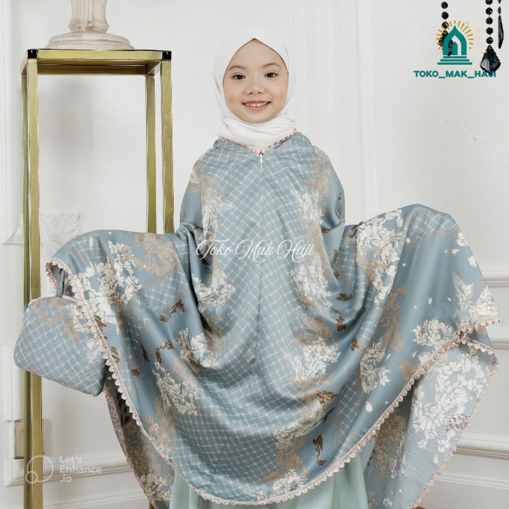 TOKO_MAK_HAJI MUKENA ANAK RANIA SUTRA SILK PREMIUM 2IN1 TRAVELING MOTIF MEWAH