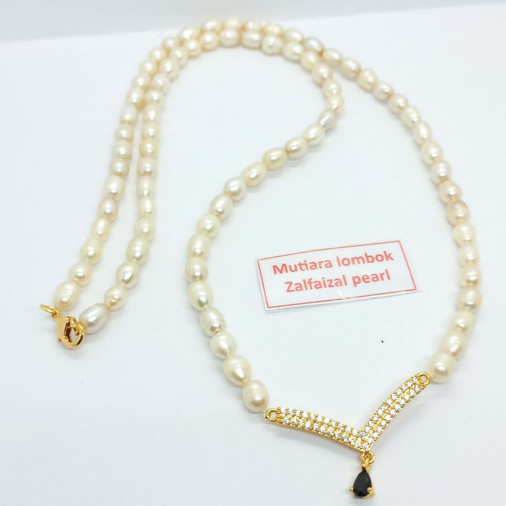 kalung panjang mutiara air tawar asli 65cm