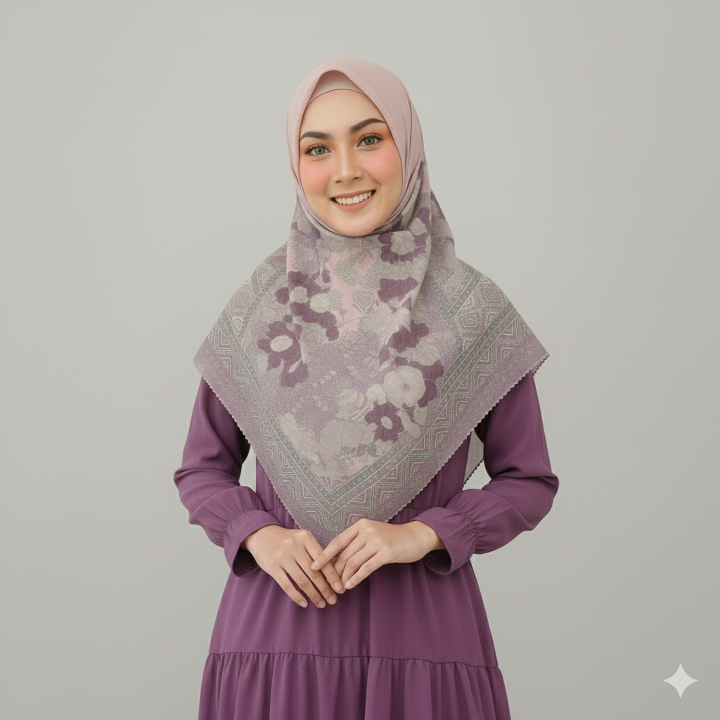 Mama In Fashion - Jilbab Syari Segi Empat Voal Motif / Jilbab - Hijab - Kerudung segi empat Motif Te