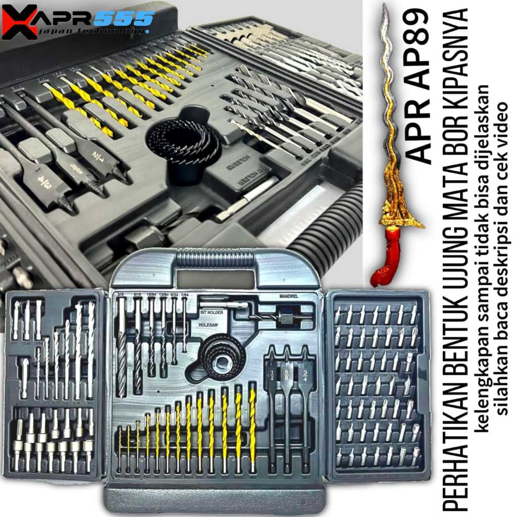 APR RAJA MATA BOR PAKET LENGKAP MULTIFUNGSI UNTUK MESIN BOR TANGAN DAN BOR LISTRIK AP89
