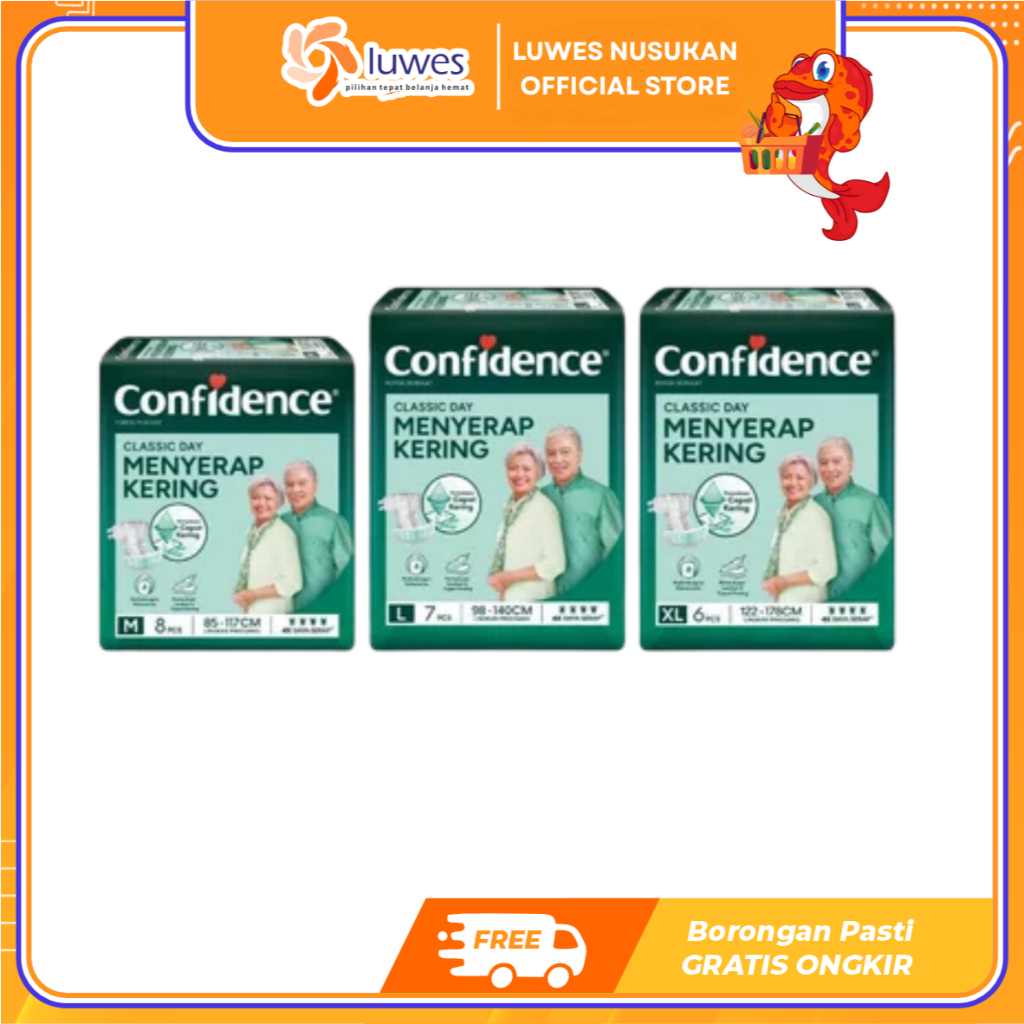 [PROMO] Pampers Confidence Classic Day M8/M15/L7/L15/XL6/XL15 Popok Dewasa Perekat Nyaman Murah