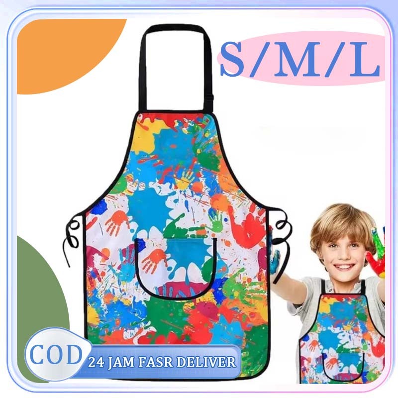 1set Apron Anak Melukis Celemek Pelukis Anak Set Apron Melukis Sarung Tangan