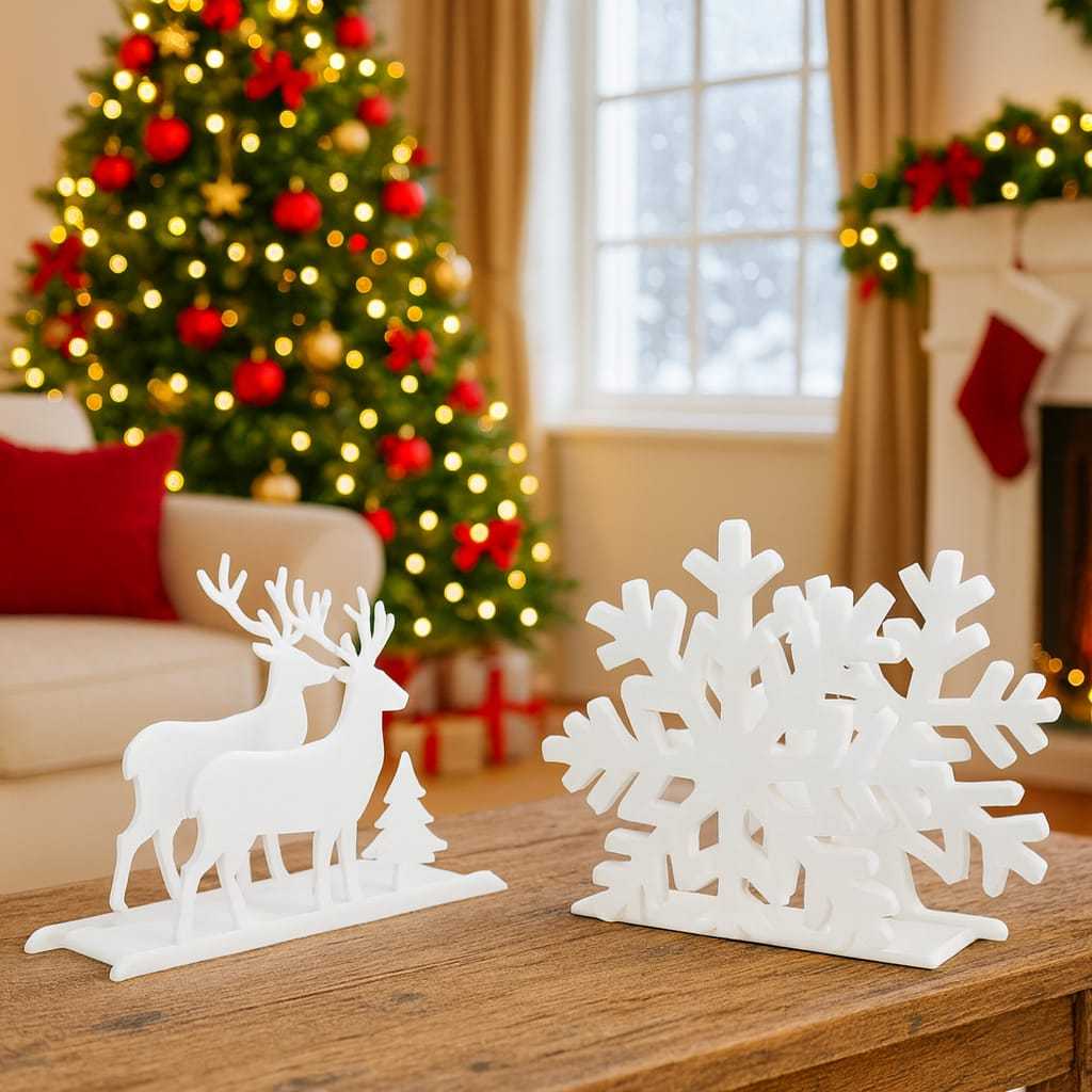 Christmas Napkin Holder | Dudukan Serbet Natal Pine Tree Reindeer & Snowflake | Dekorasi Meja Esteti