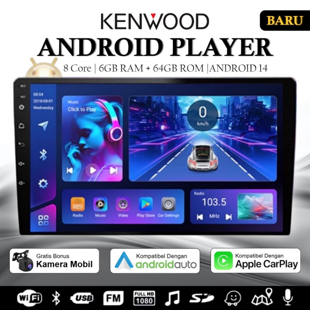 Kenwood 9/10 Android Car Player – Head Unit Mobil Android | GPS | Bluetooth | WiFi | CarPlay