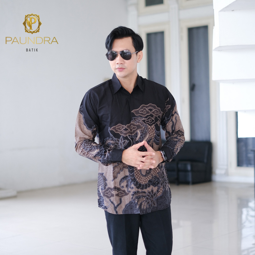 Batik Paundra Kemeja Panjang Furing Motif Kaliya Naga Slimfit