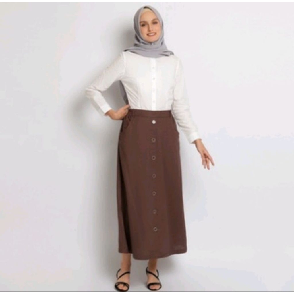[ORI & BARU] FLAMOUSH ZEPHIR BROWN LONG SKIRT