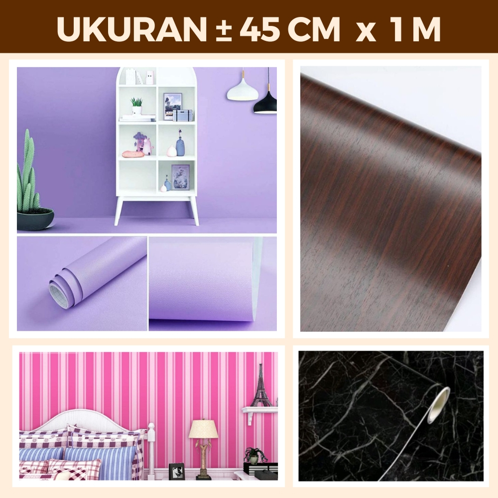 Wallpaper Dinding Wallsticker Lemari Motif Kayu Serat Warna Abu Bahan PVC Premium Tempel Anti Air