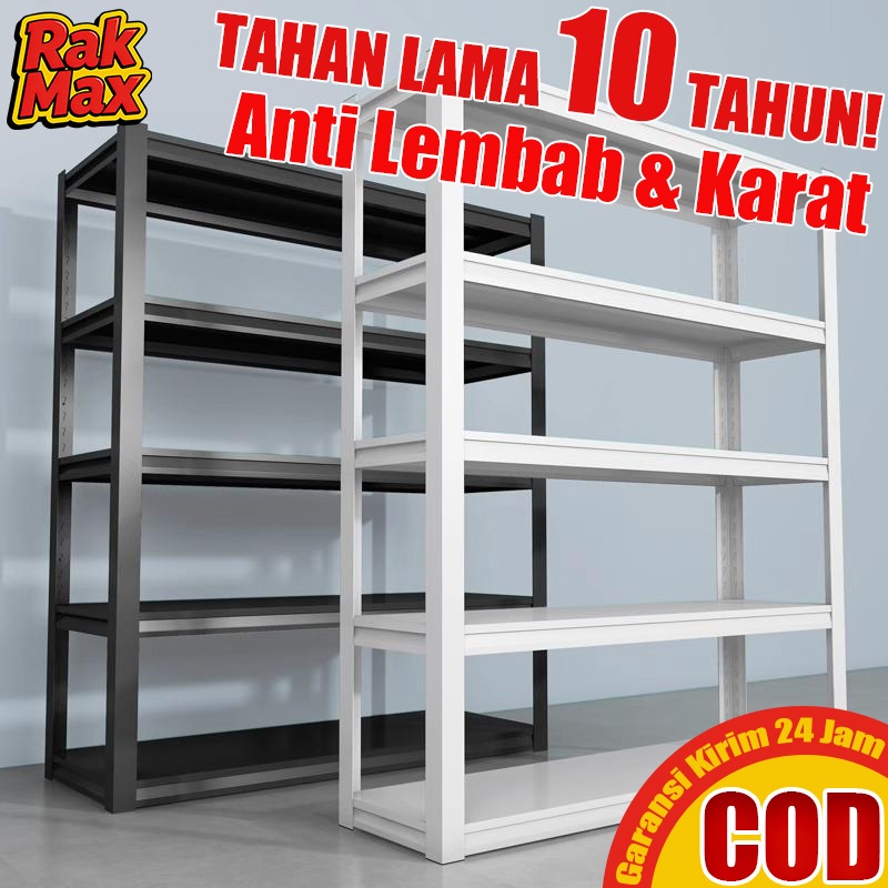 100%Besi Rak Besi 5 Susun 4 Susun Rak Gudang Rak Dapur Rak Buku Rak Barang Rak Susun Serbaguna