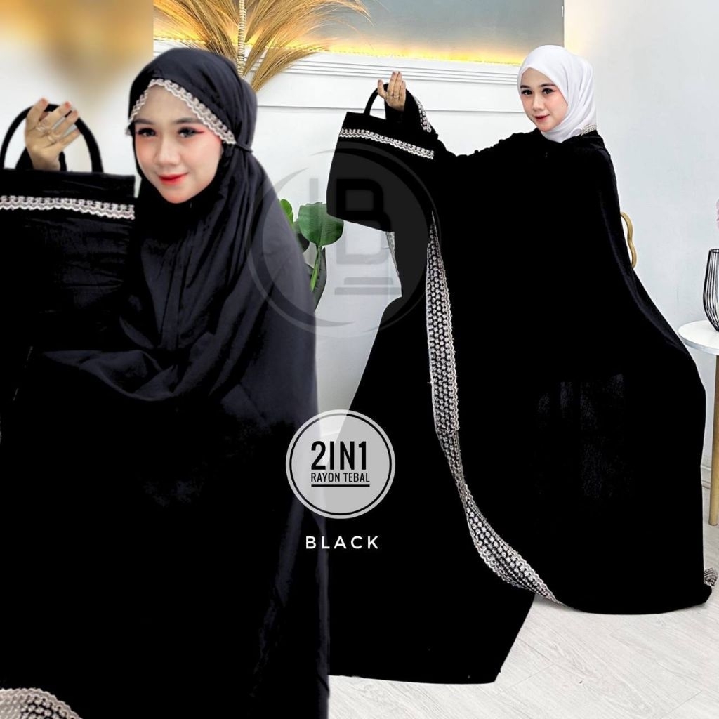 Mukenah Dewasa 2in1 Resleting Mukena Kado Souvernir Haji & Umroh bahan rayon Polos Renda Bali...