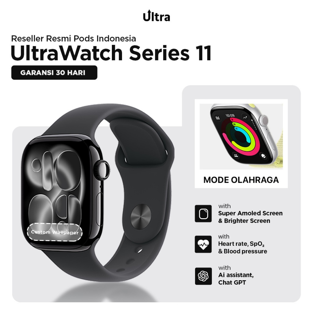 [NEW LAUNCH] UltraWatch Series 11 SmartWatch 46mm Waterproof IP68 Aluminum Case with ChatGPT, GPS, S