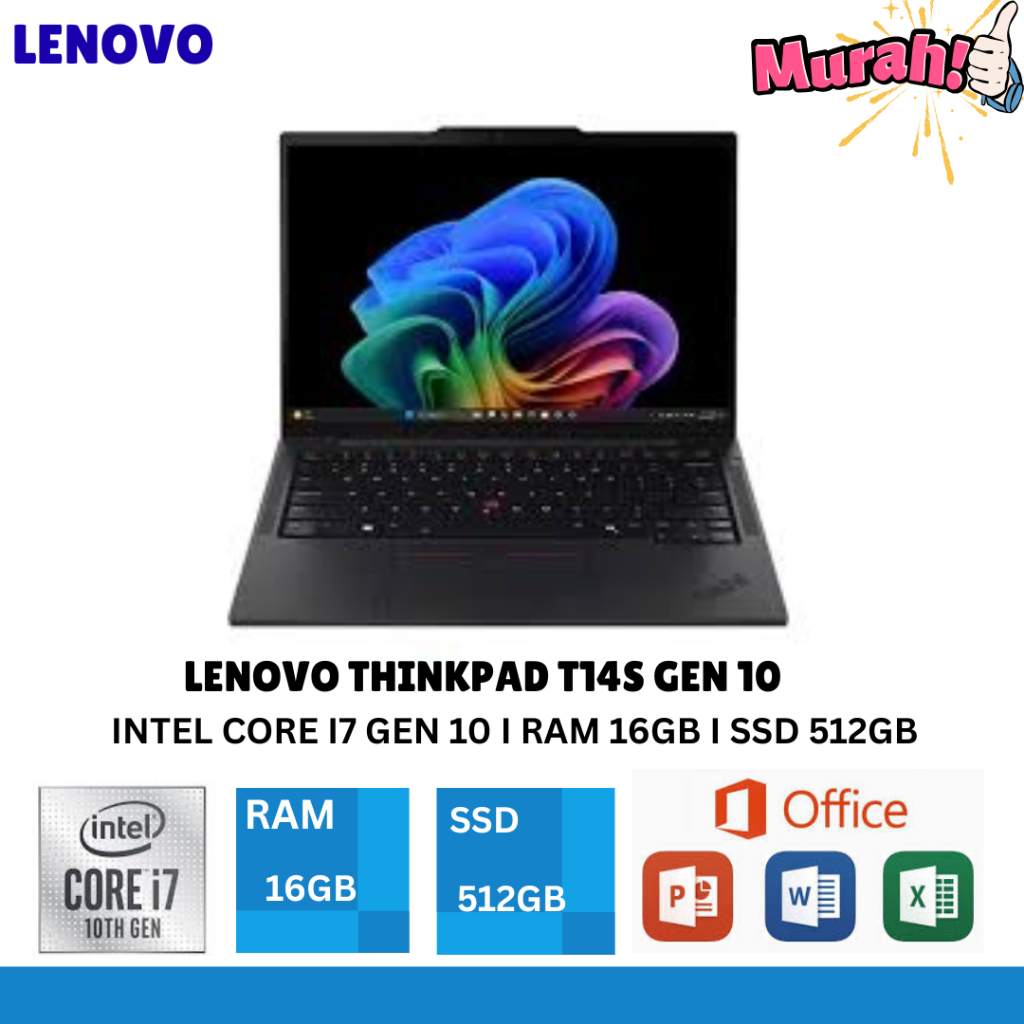 Laptop Lenovo Thinkpad T14s Gen 1 Core i7 Gen 10 Ram 32 GB SSD 1 TB Nvme Layar 14 inch Full HD