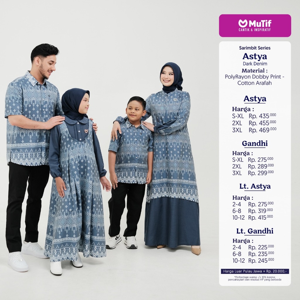 SARIMBIT MUTIF TERBARU - SARIMBIT ASTYA DANDHI DARK DENIM - BAJU KELUARGA - BAJU LEBARAN - BAJU COUP
