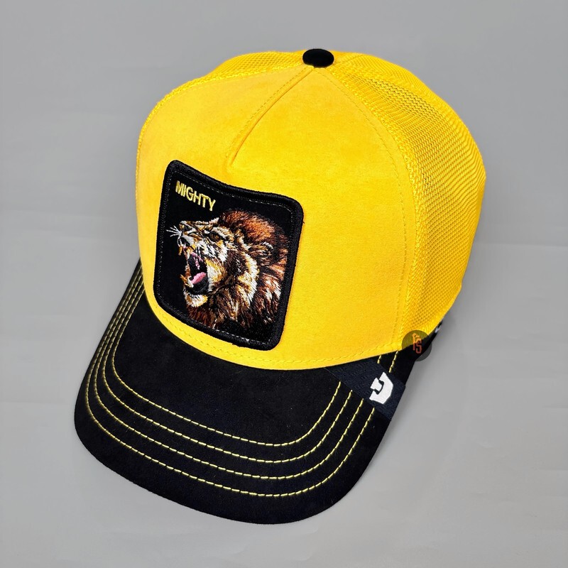 Trucker Suede Lion Topi Trucker Suede Kuning Hitam Model Snapback Casual Pria Wanita
