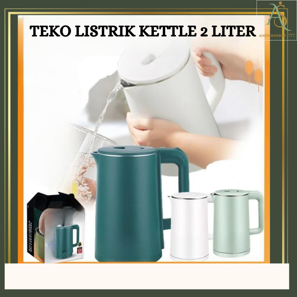 AS - Teko Listrik Pemanas Air Electric 2 Liter Kettle Boiling Water Ketel listrik Ketel Air Bunyi